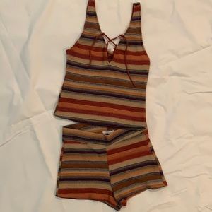 ZARA Striped Two Piece Shorts Set